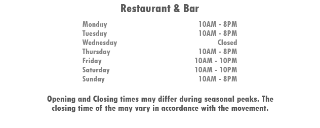Restaurant schedule